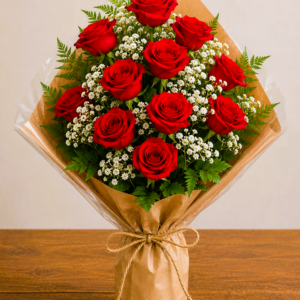 Long-stem Red Roses Enhanced Bouquet Wrapped