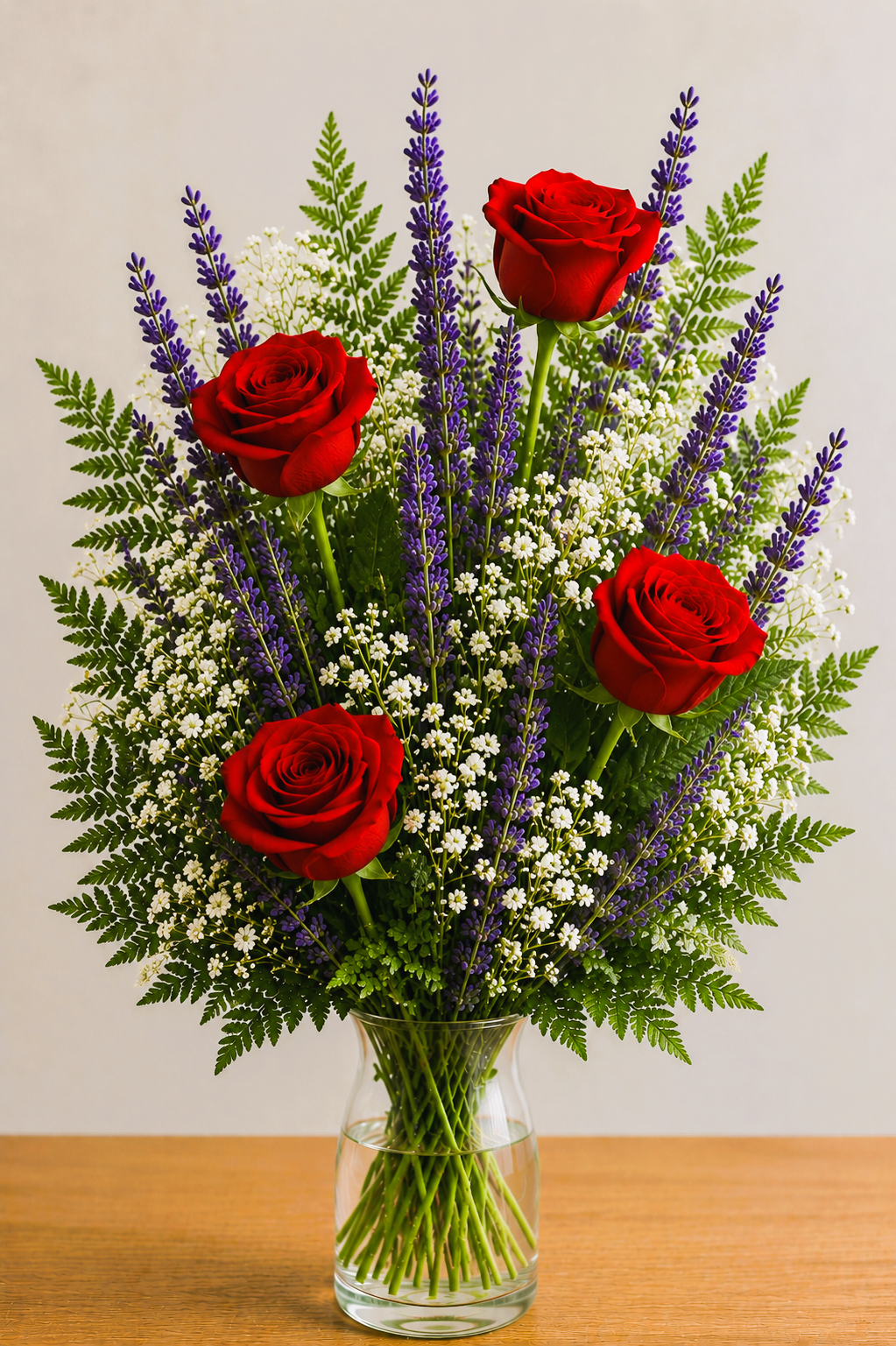 Roses-Lavender Birthday Bouquet