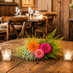 Zinnias small table novel arrangment